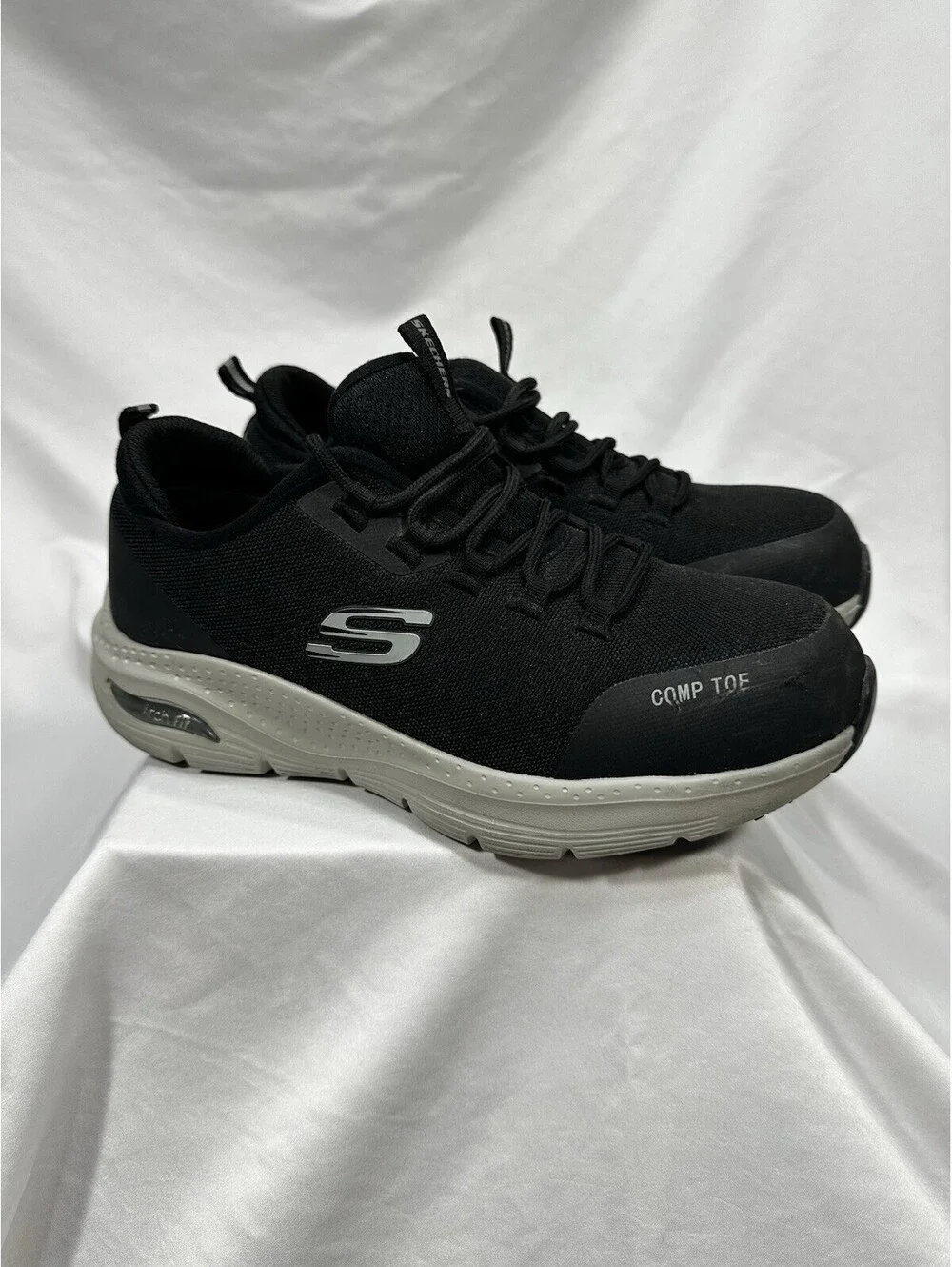 Skechers Work Womens Comp Toe Slip Resistant Shoes US 9 Black + New Insoles